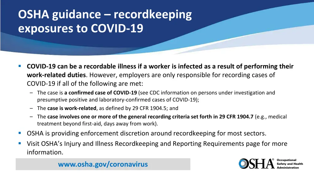 osha guidance recordkeeping exposures to covid 19