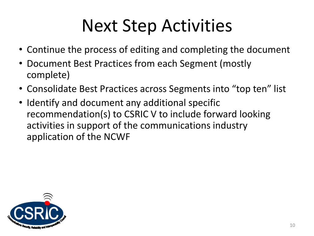 next step activities