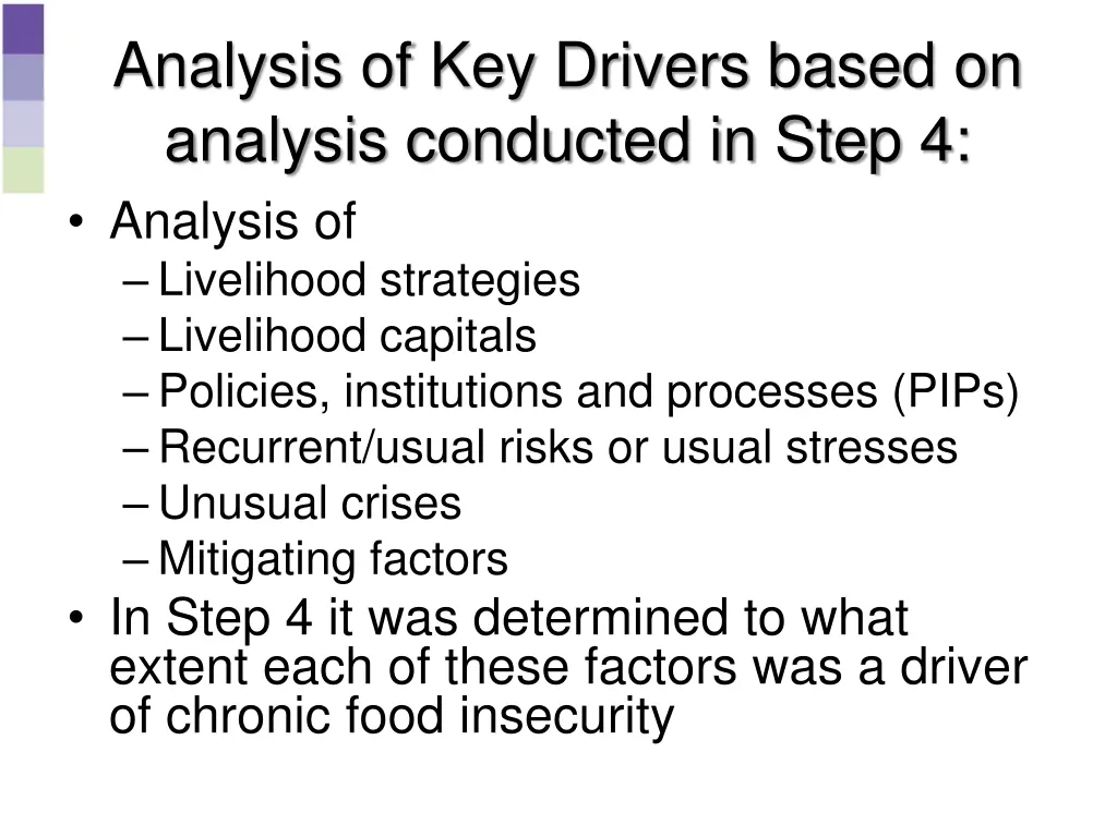analysis of key drivers based on analysis
