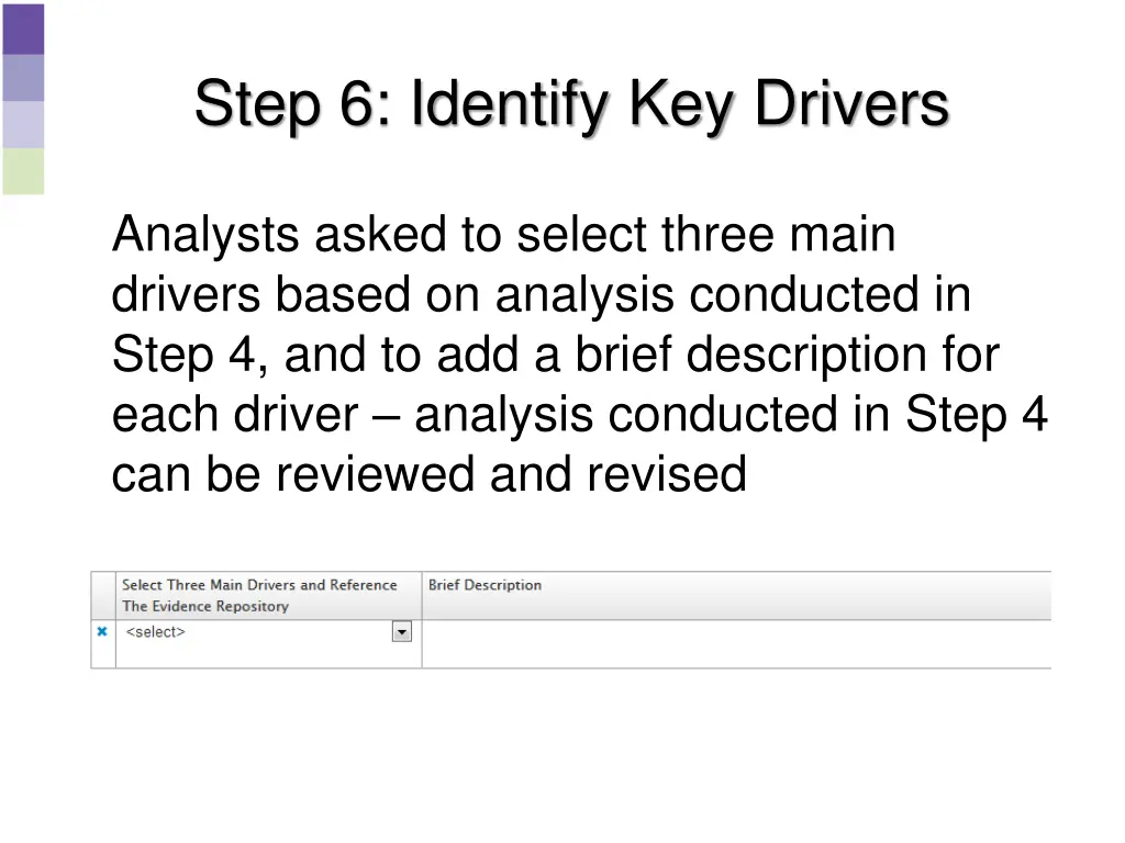 step 6 identify key drivers 1