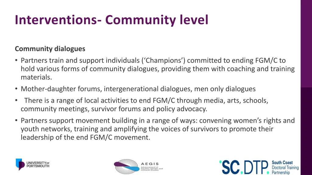interventions community level