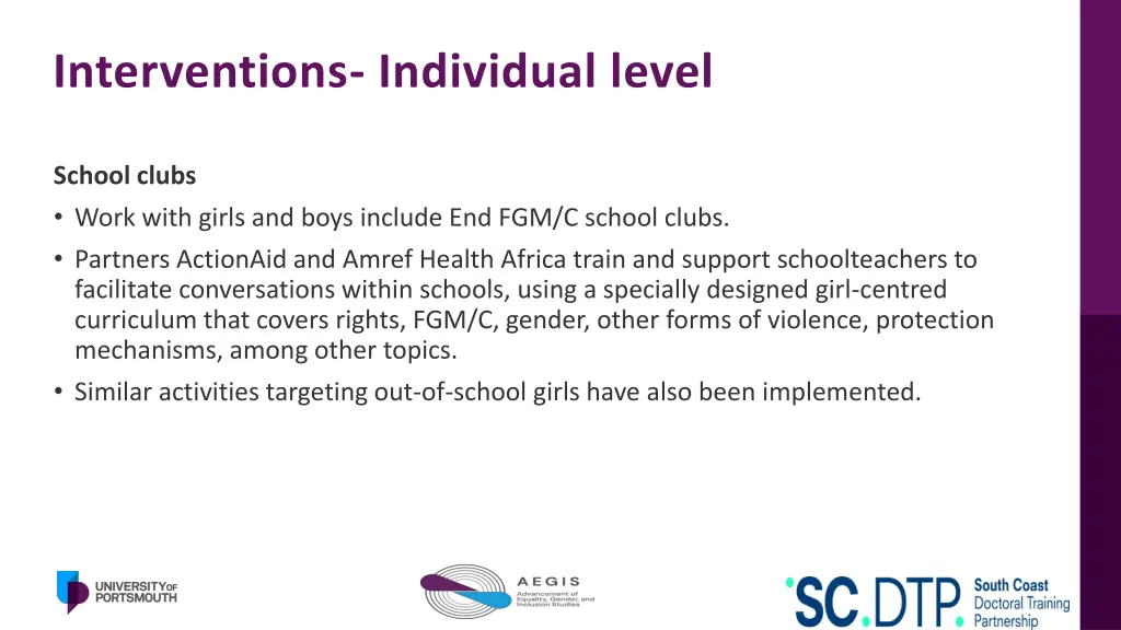 interventions individual level