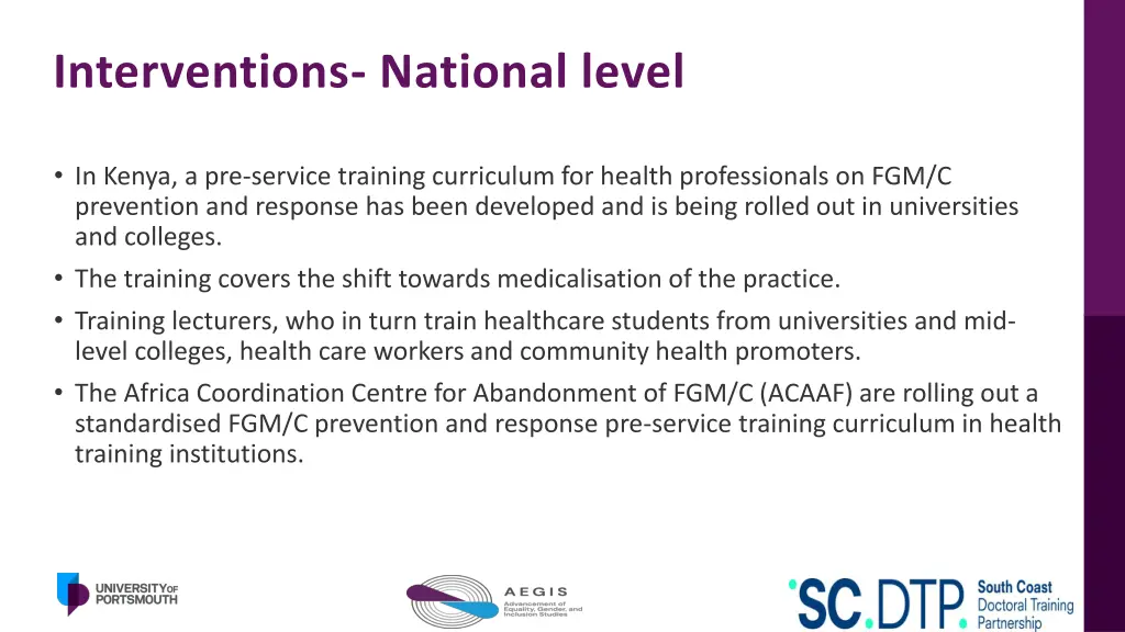 interventions national level