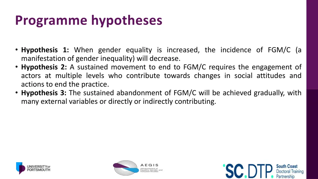 programme hypotheses