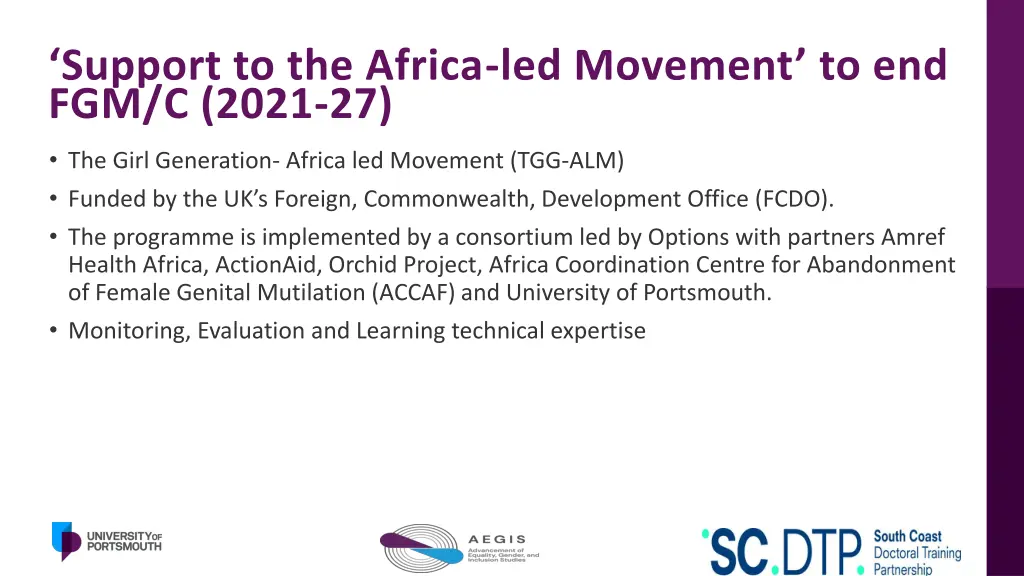 support to the africa led movement