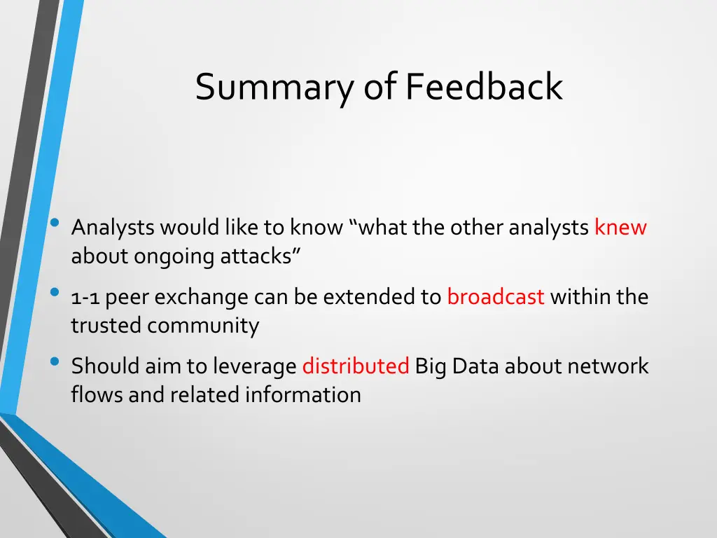 summary of feedback