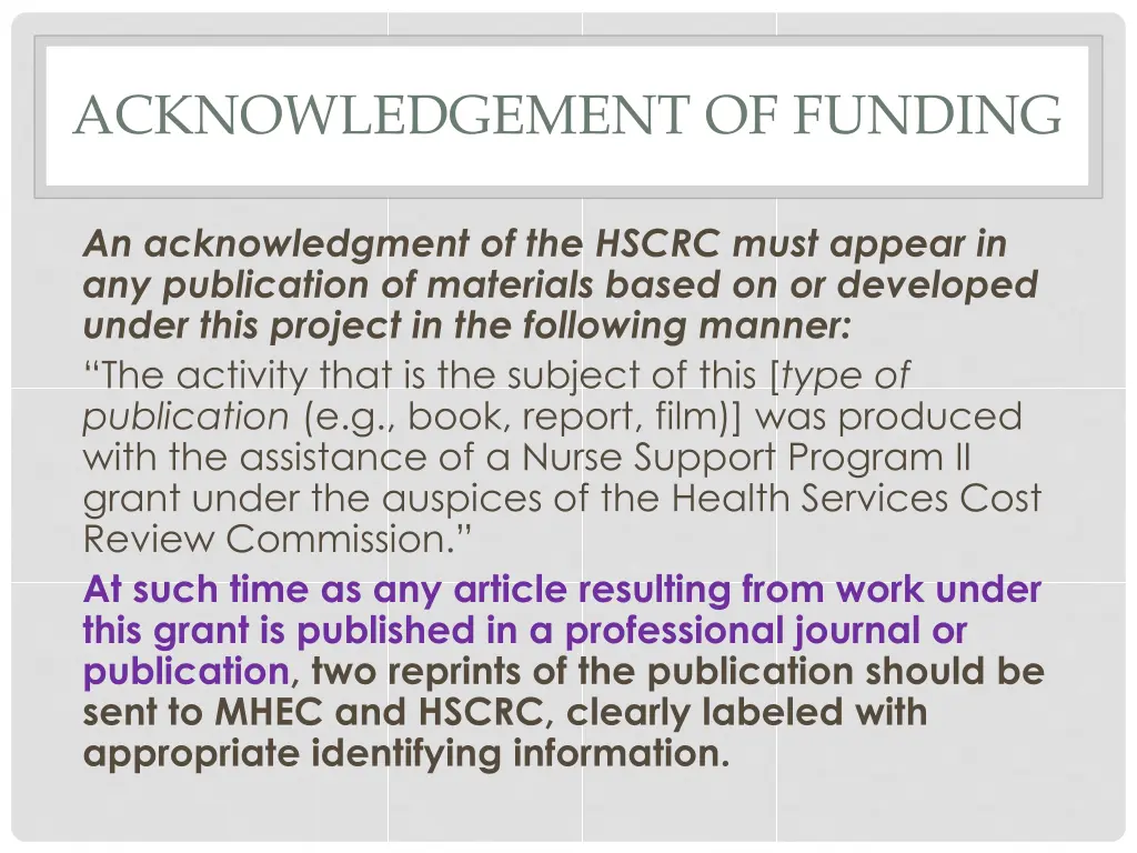 acknowledgement of funding