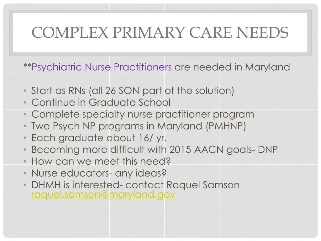 complex primary care needs