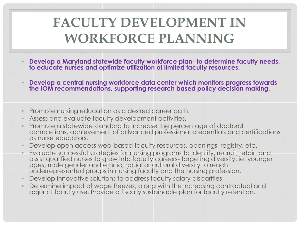 faculty development in workforce planning