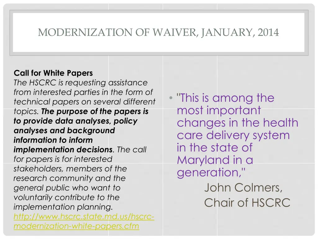 modernization of waiver january 2014