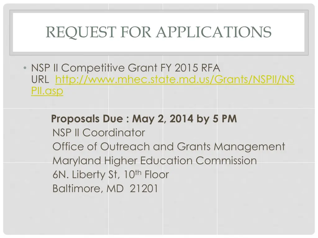 request for applications