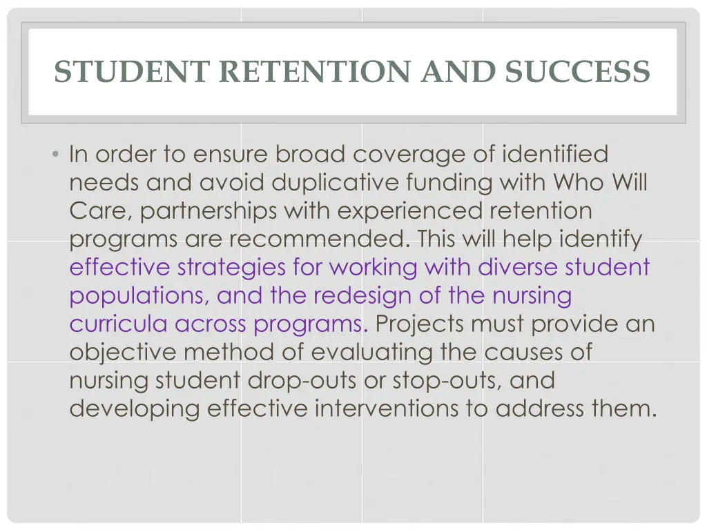student retention and success