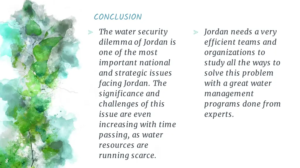 conclusion the water security dilemma of jordan