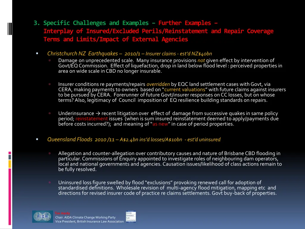 3 specific challenges and examples further