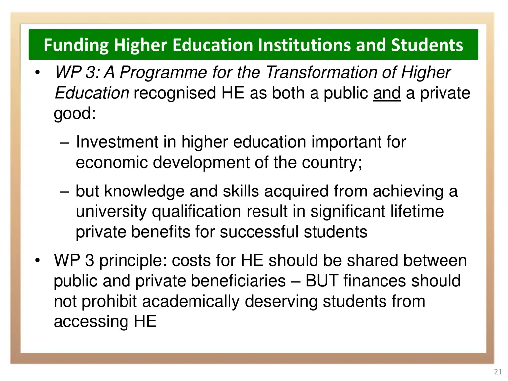 funding higher education institutions
