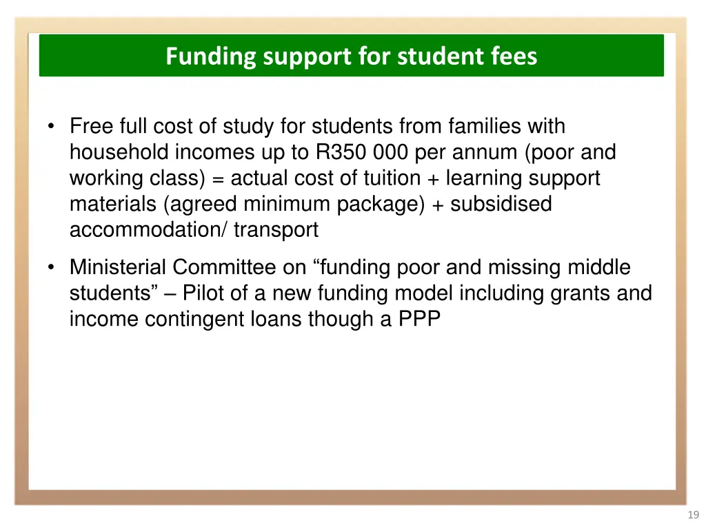 funding support for student fees