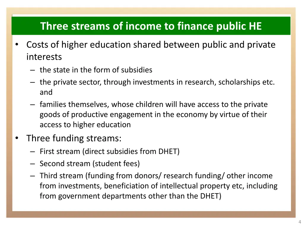three streams of income to finance public he