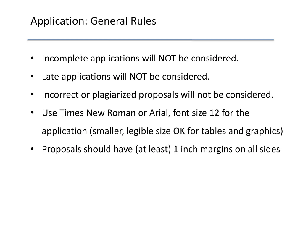 application general rules