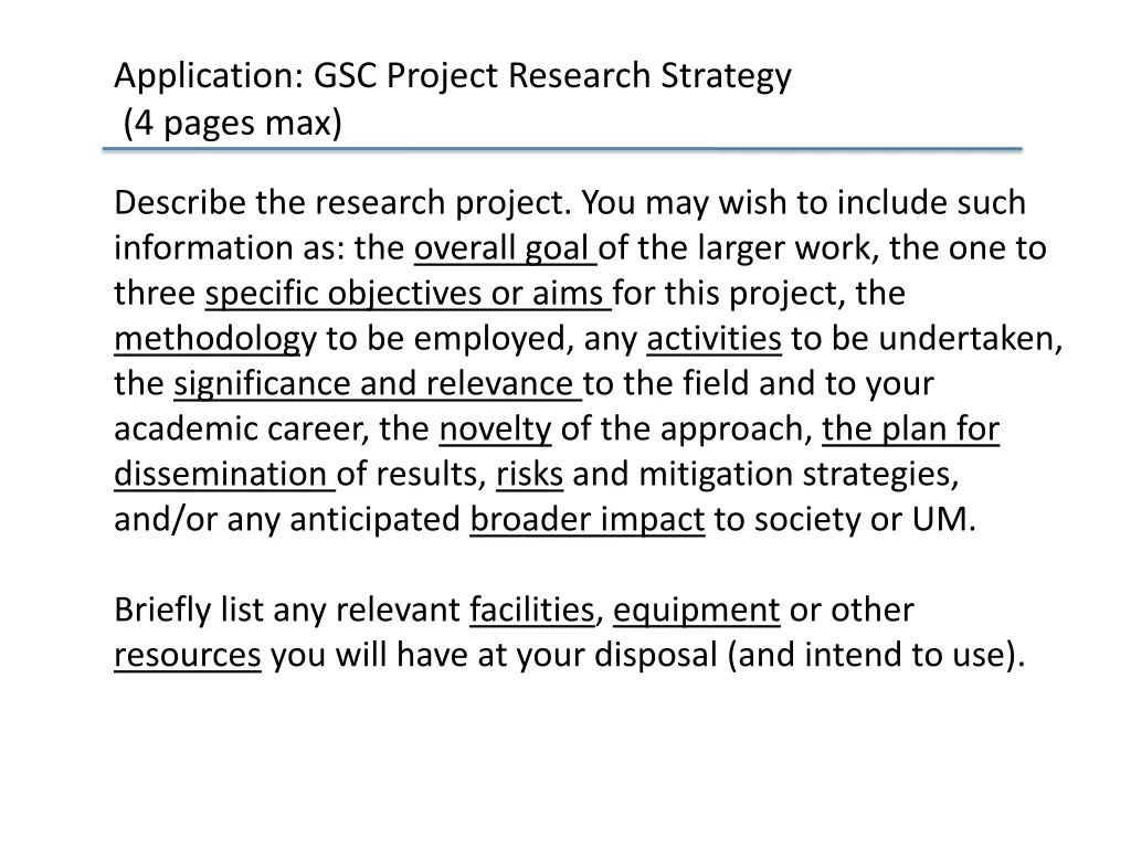 application gsc project research strategy 4 pages