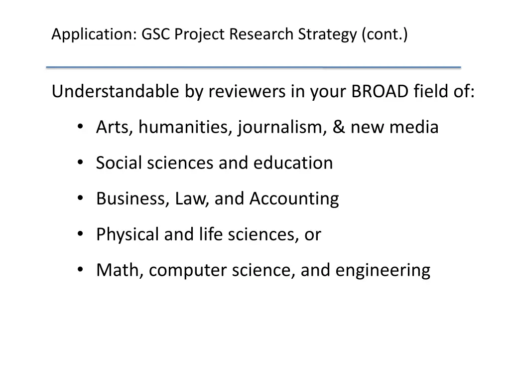 application gsc project research strategy cont