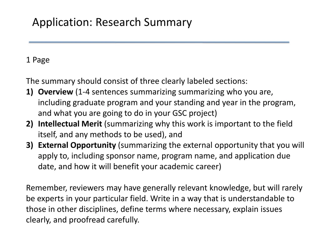 application research summary