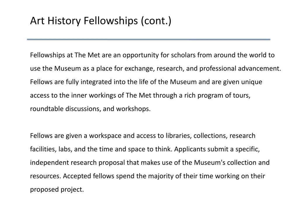 art history fellowships cont