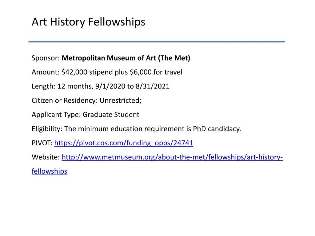 art history fellowships