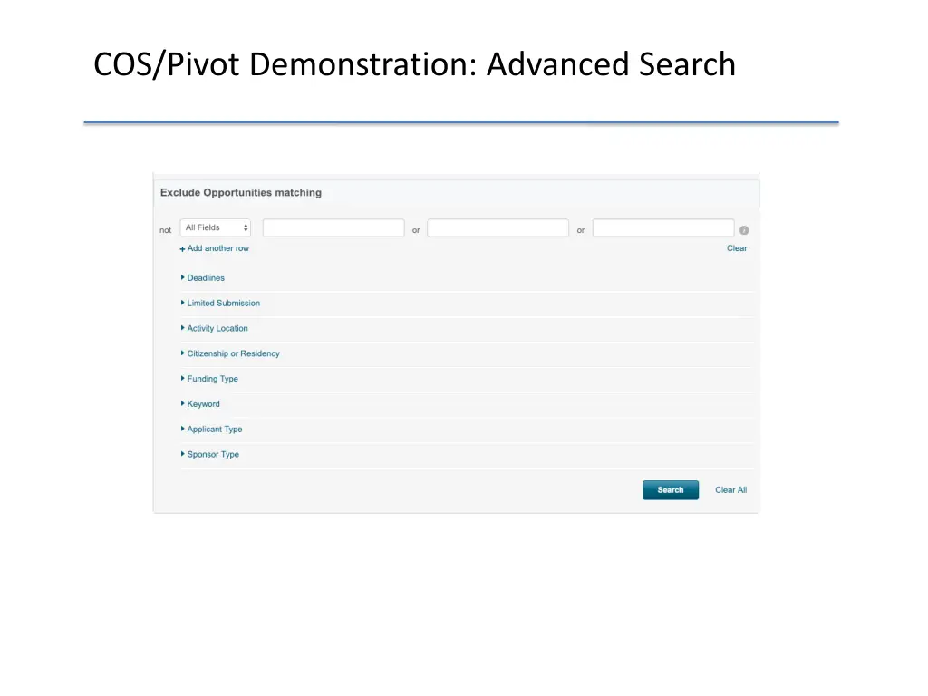 cos pivot demonstration advanced search 1
