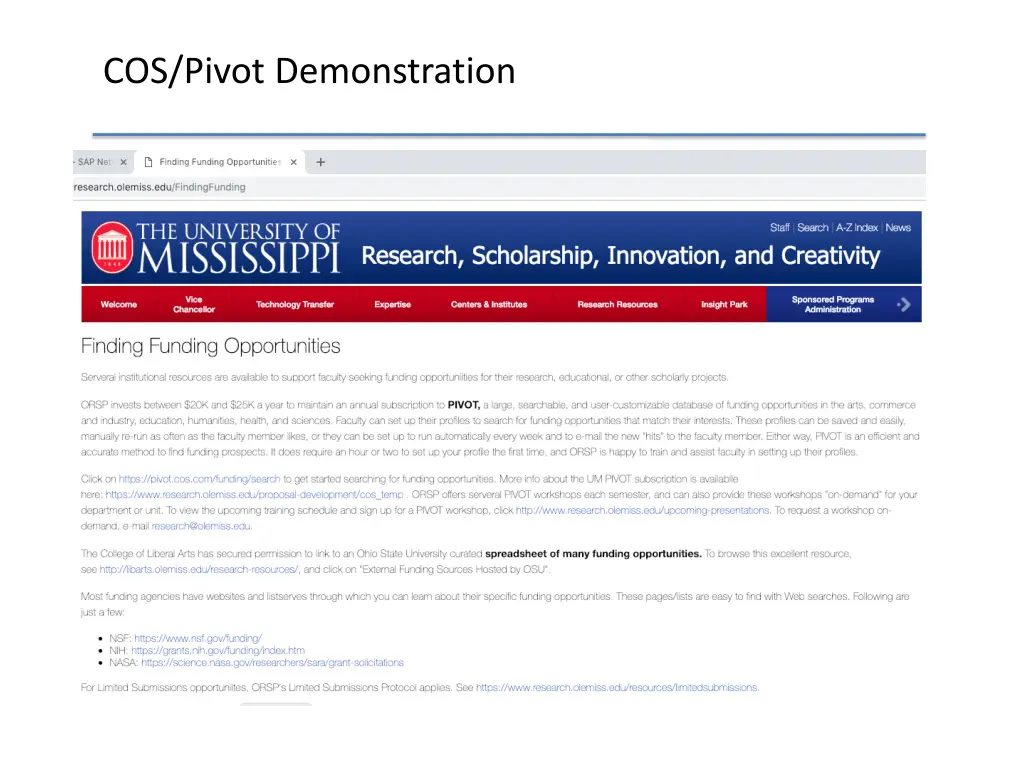 cos pivot demonstration