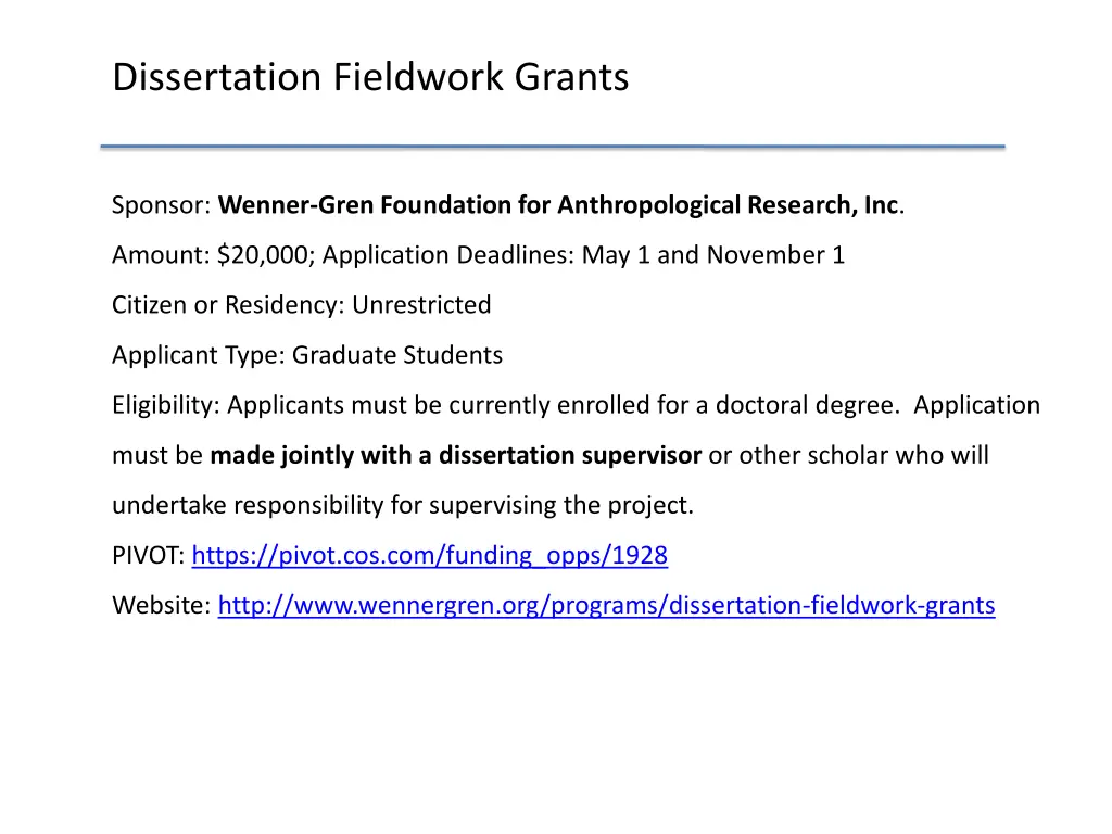 dissertation fieldwork grants