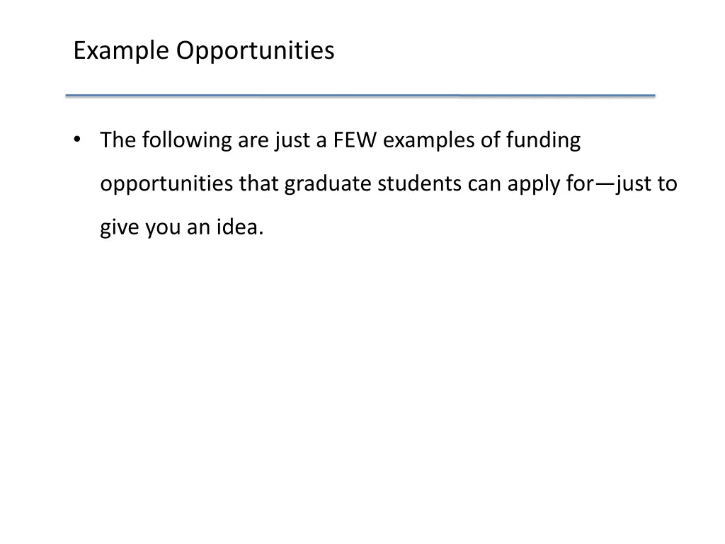 example opportunities