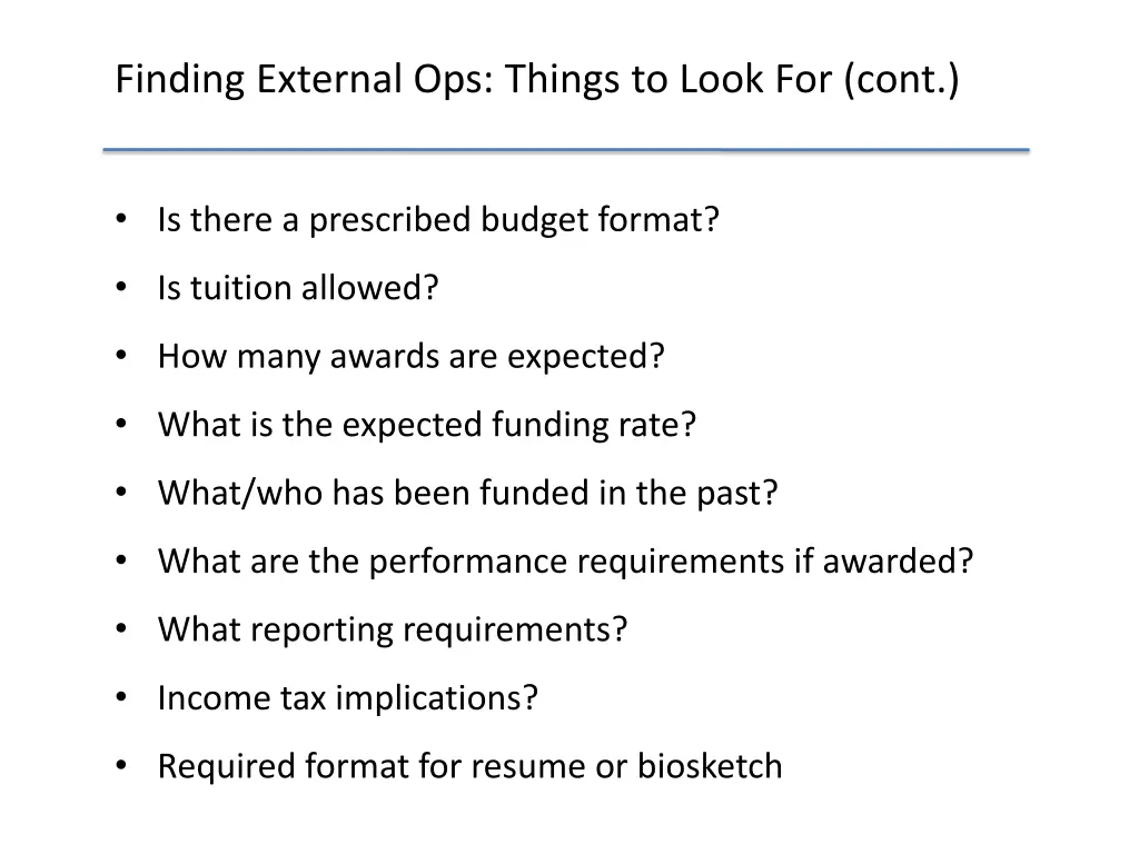 finding external ops things to look for cont