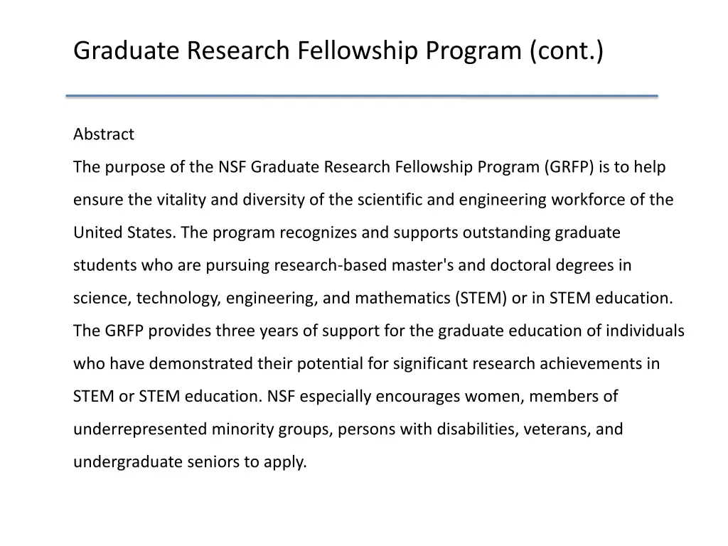 graduate research fellowship program cont