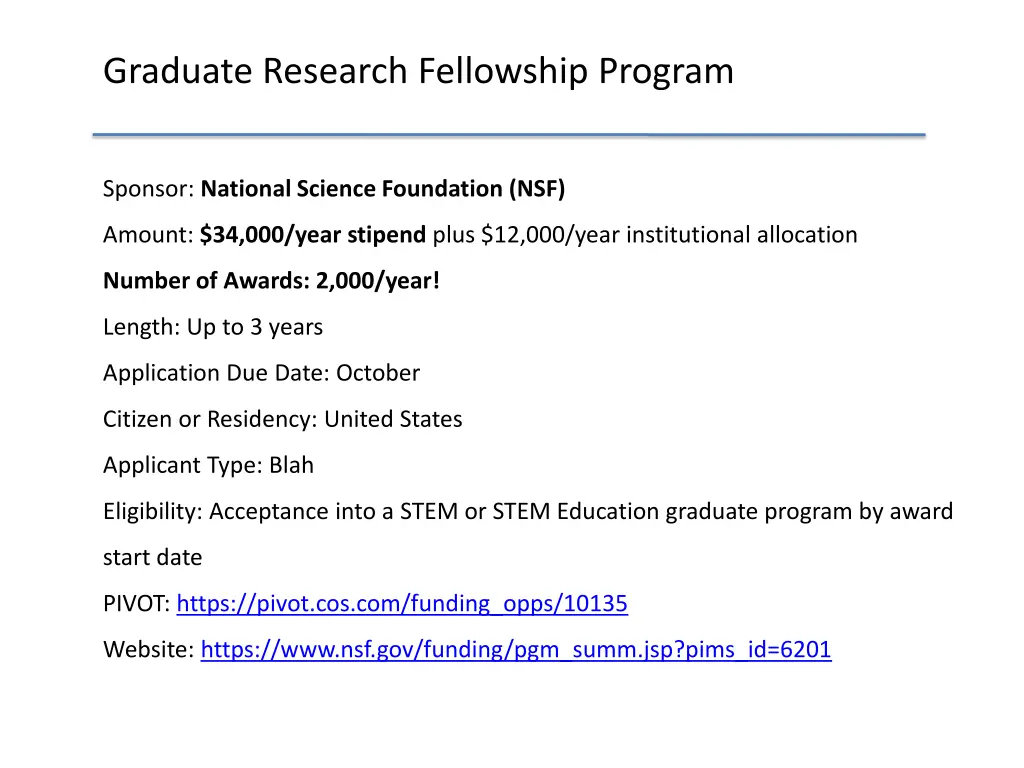 graduate research fellowship program