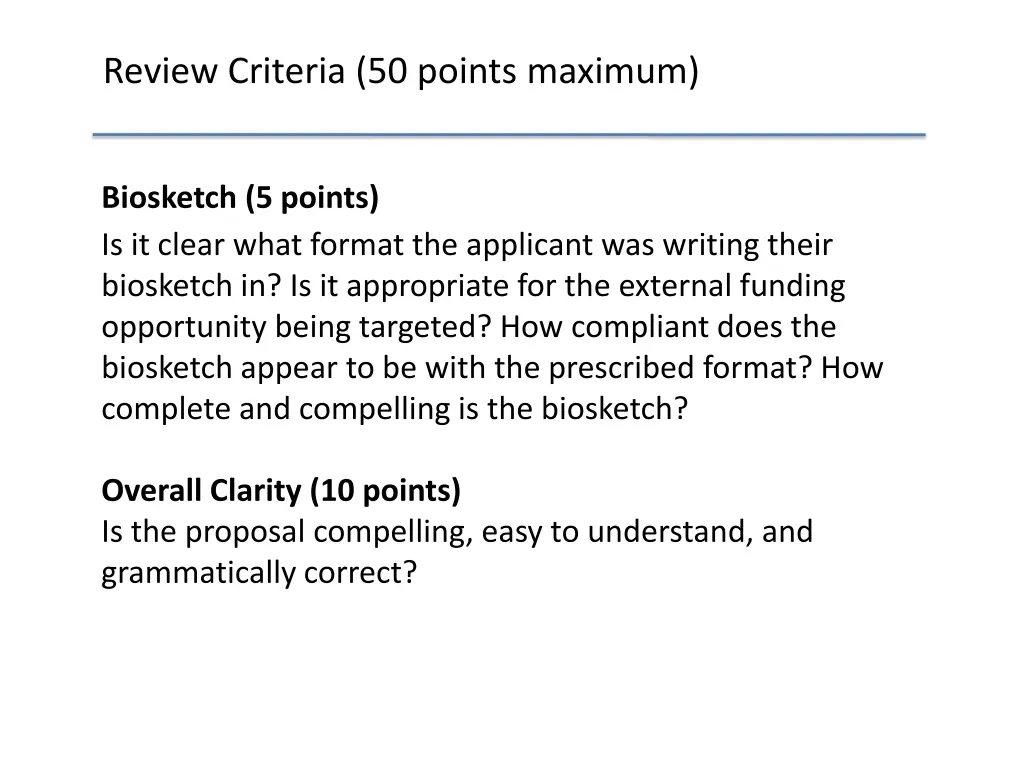 review criteria 50 points maximum 2