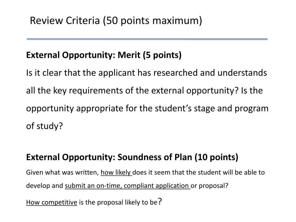 review criteria 50 points maximum 3