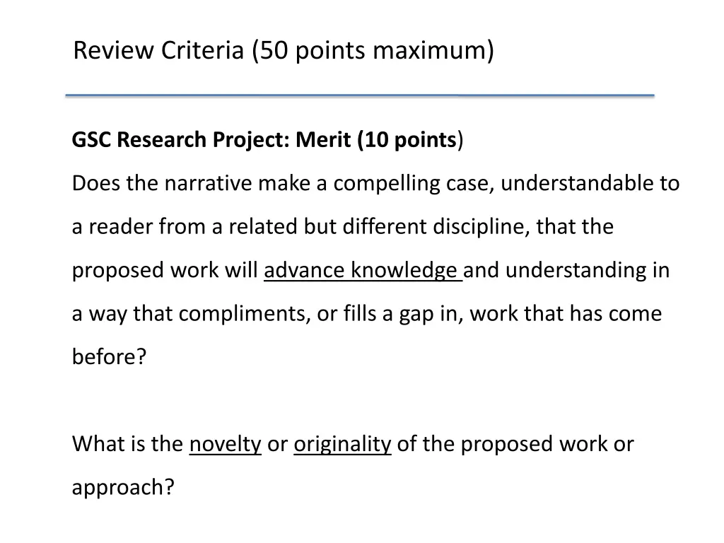 review criteria 50 points maximum