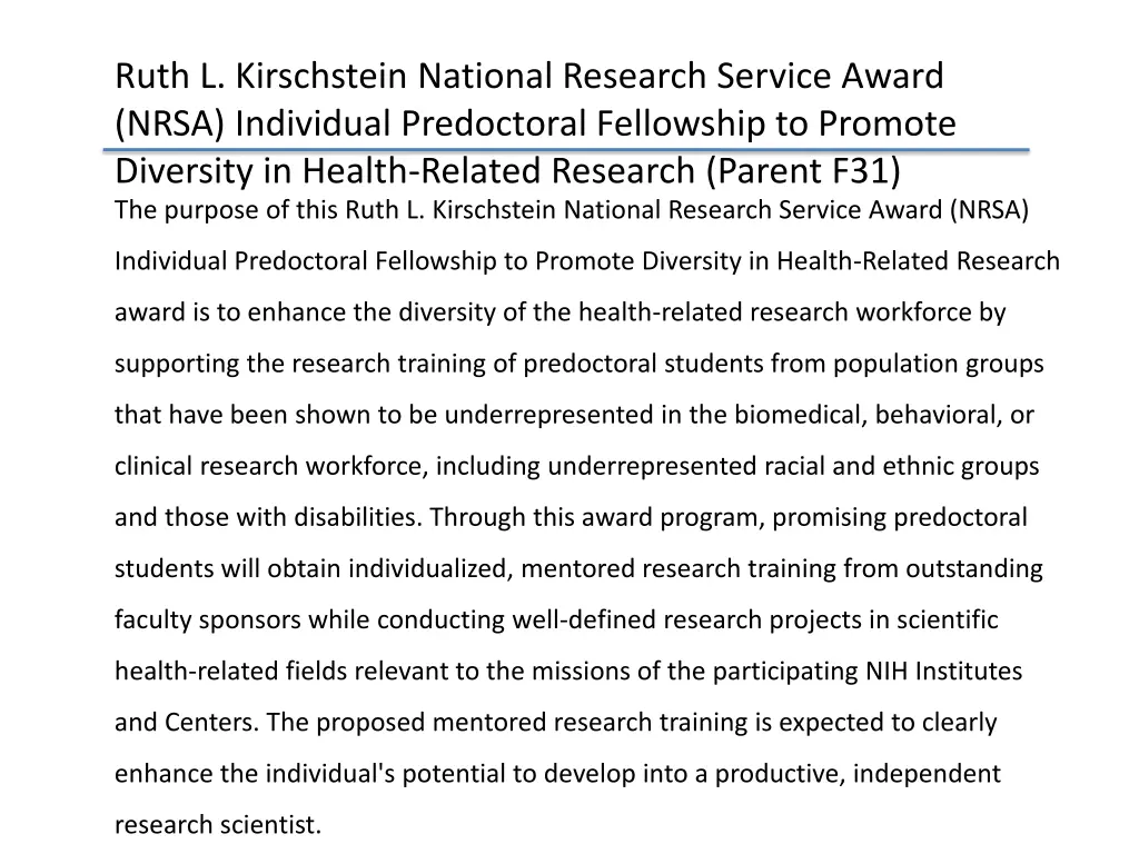 ruth l kirschstein national research service 1