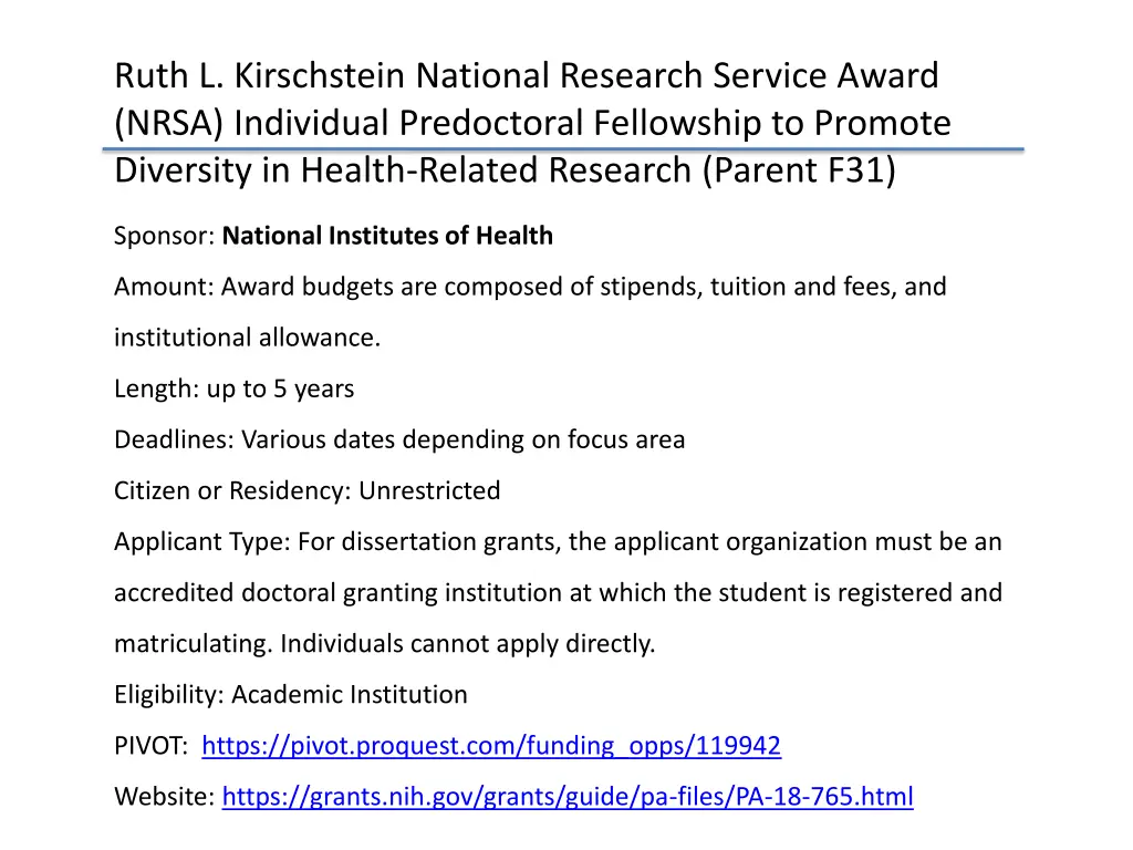 ruth l kirschstein national research service