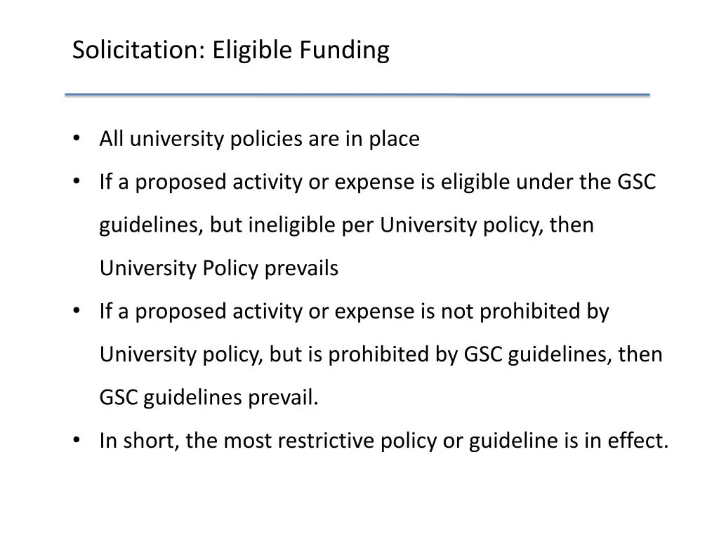solicitation eligible funding