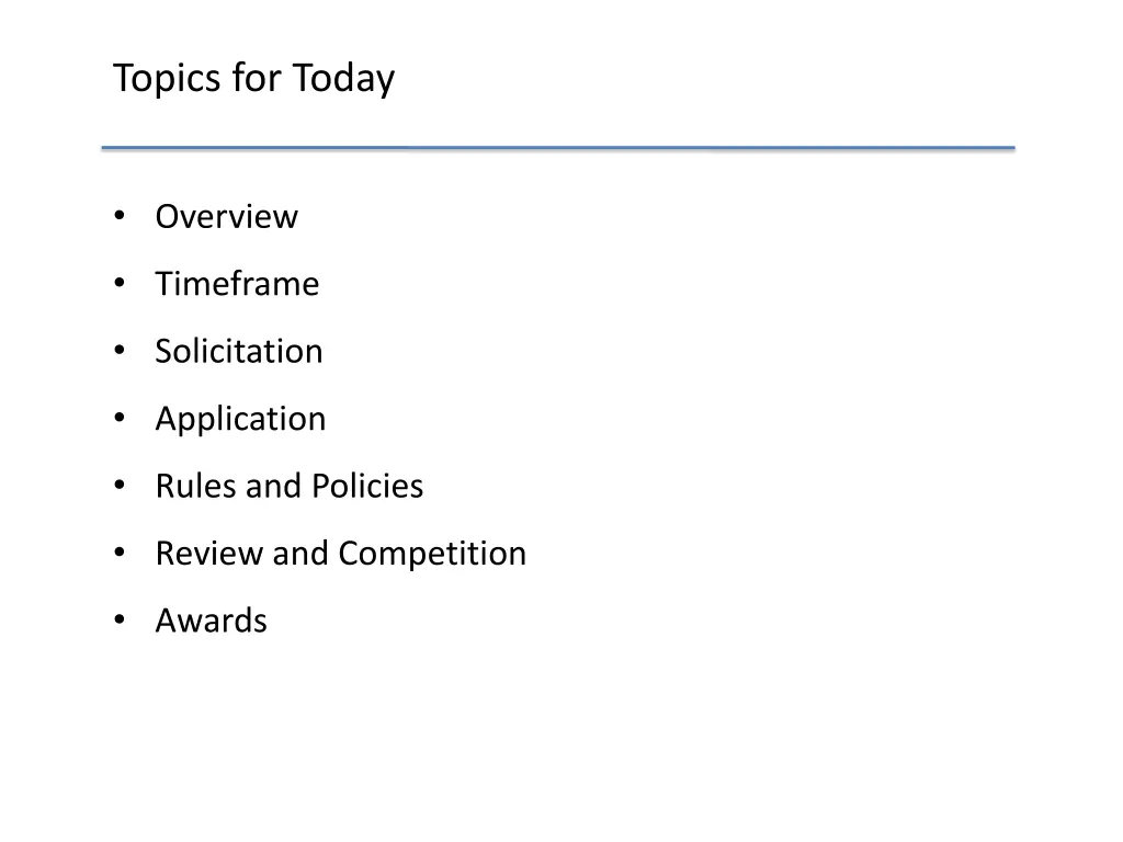 topics for today