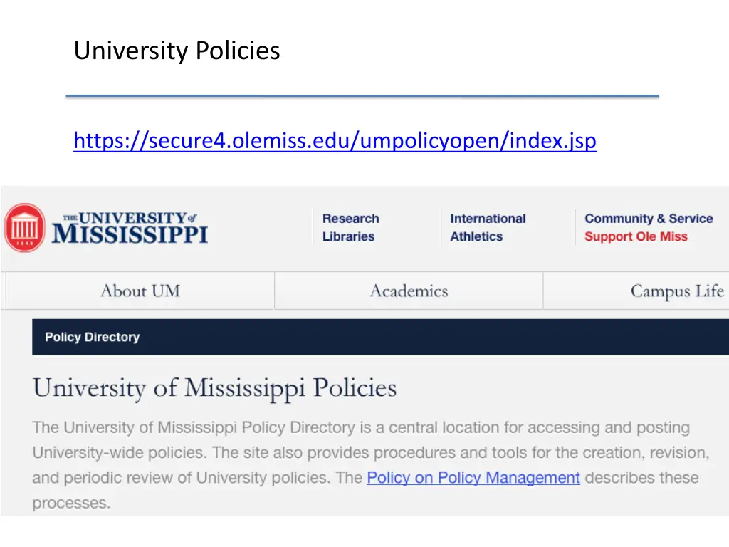university policies