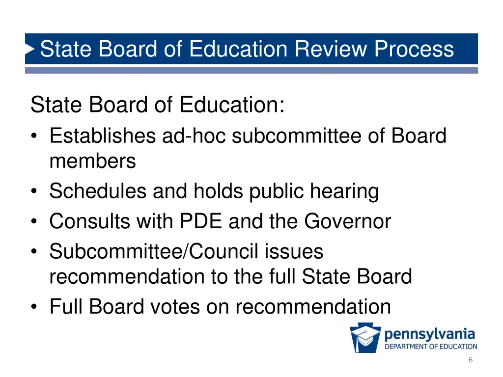 state board of education review process