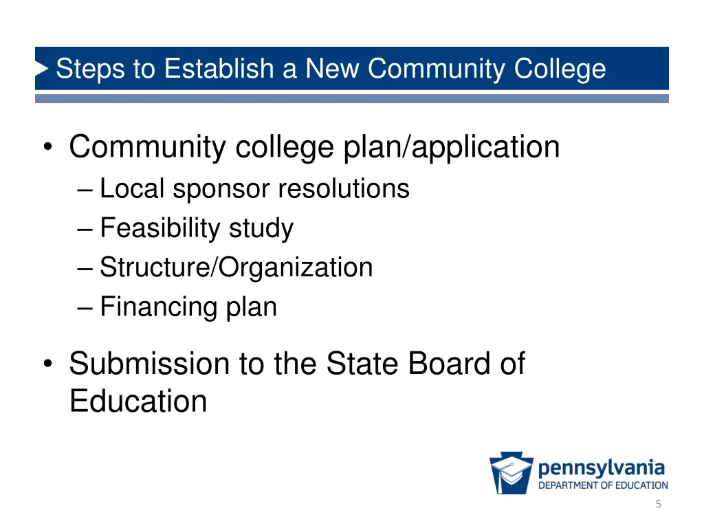 steps to establish a new community college
