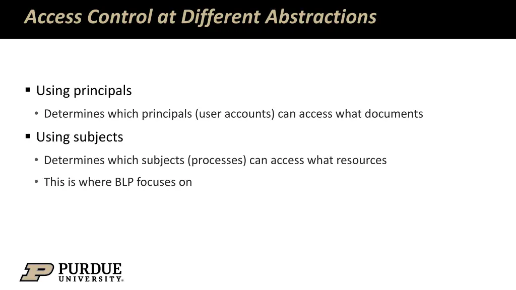 access control at different abstractions