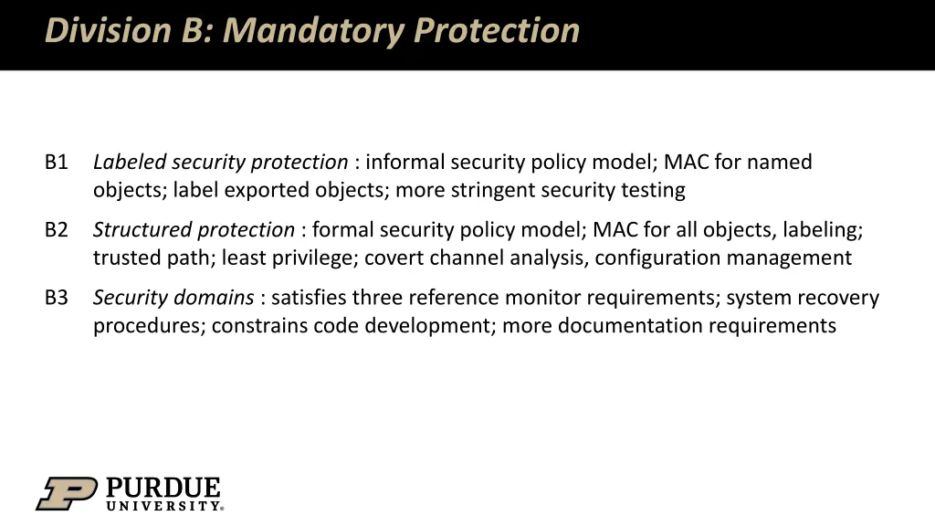 division b mandatory protection