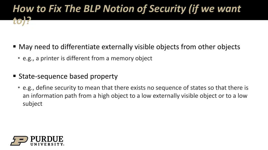 how to fix the blp notion of security if we want