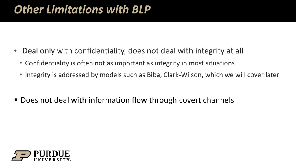 other limitations with blp