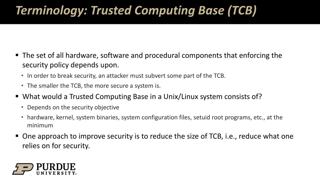 terminology trusted computing base tcb