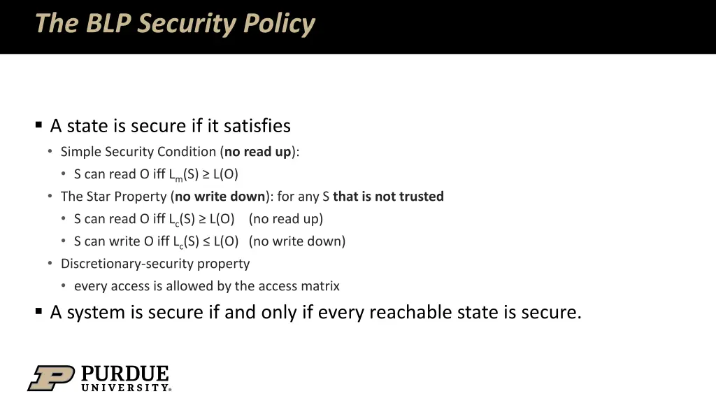 the blp security policy